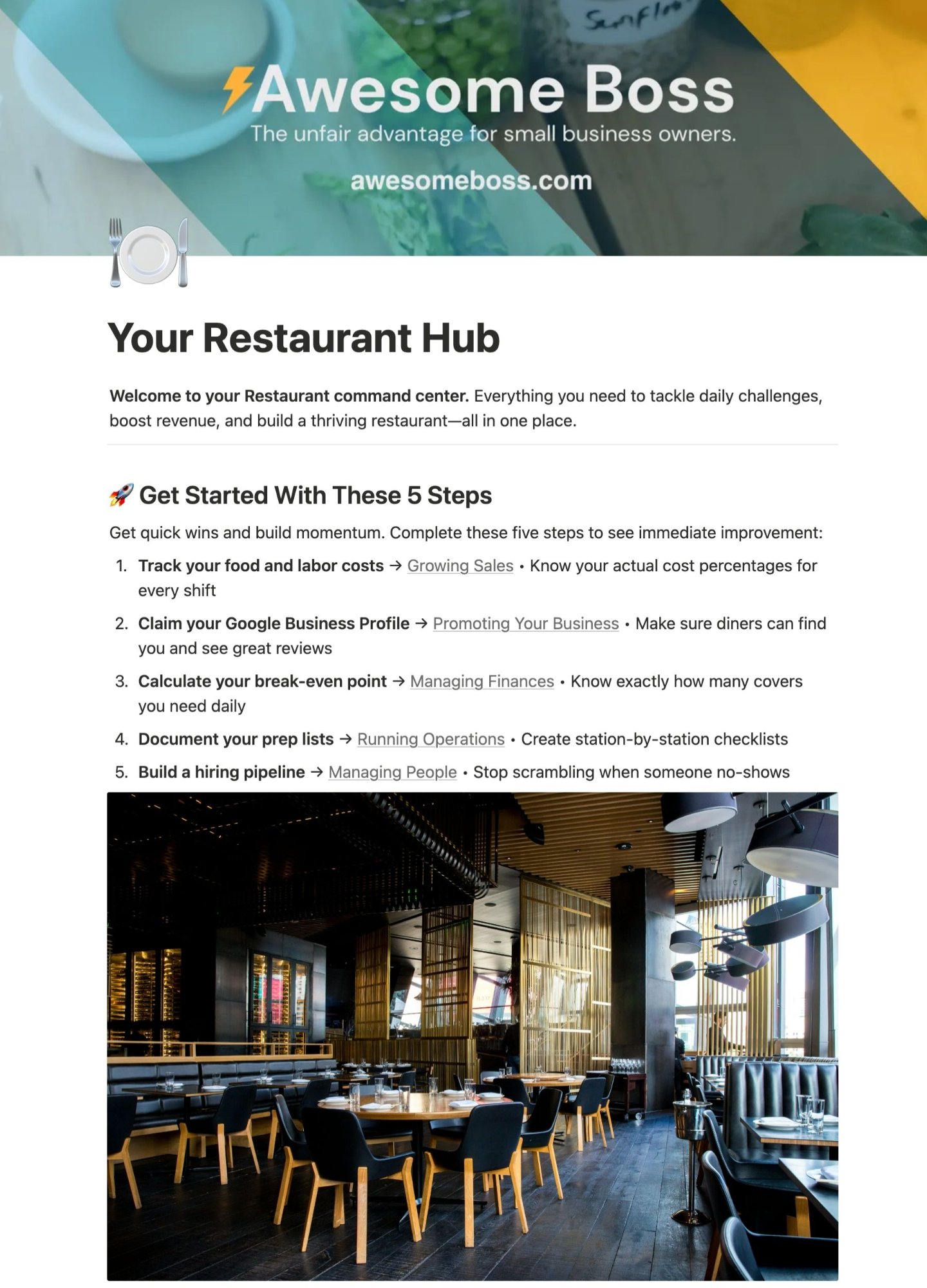 Toolkit home page with 5-step quick start guide