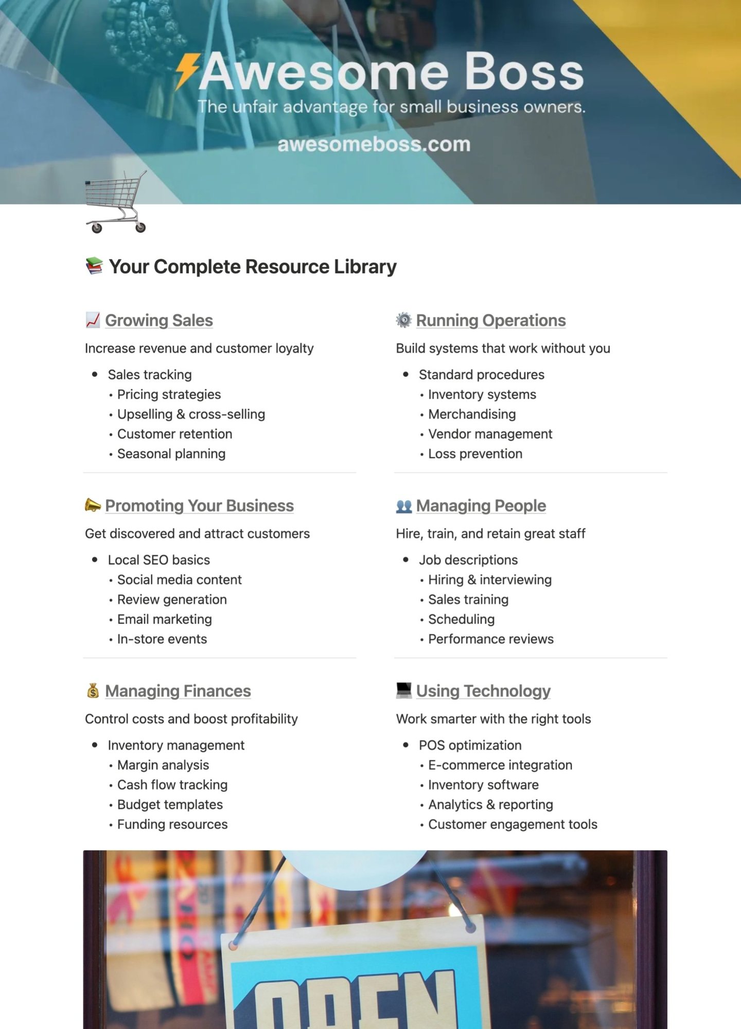 Complete resource library organized by topic